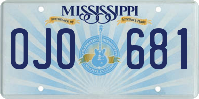 MS license plate OJO681