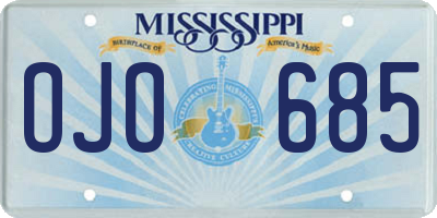 MS license plate OJO685