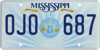 MS license plate OJO687