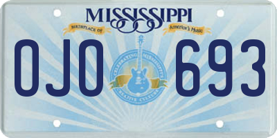 MS license plate OJO693