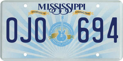 MS license plate OJO694