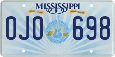 MS license plate OJO698