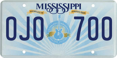MS license plate OJO700