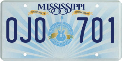 MS license plate OJO701