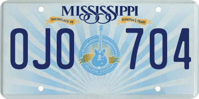MS license plate OJO704