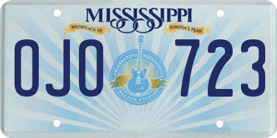 MS license plate OJO723