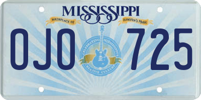 MS license plate OJO725