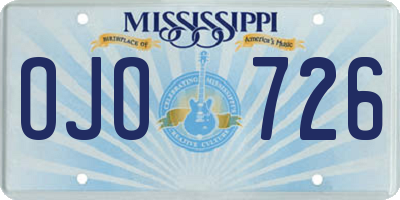 MS license plate OJO726