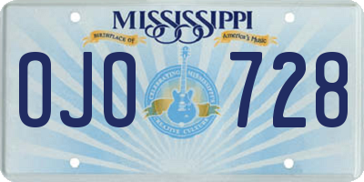 MS license plate OJO728