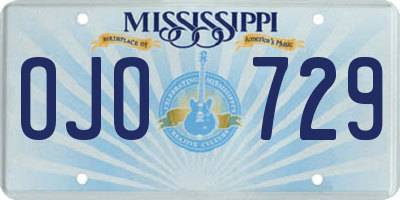 MS license plate OJO729