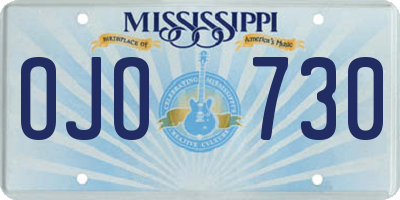 MS license plate OJO730