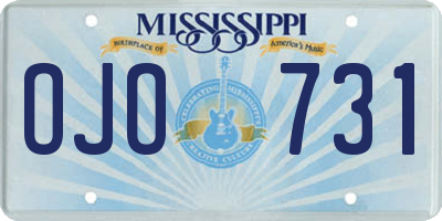 MS license plate OJO731