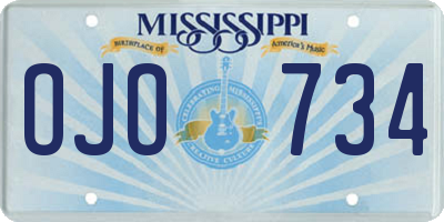 MS license plate OJO734
