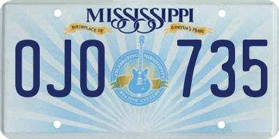MS license plate OJO735
