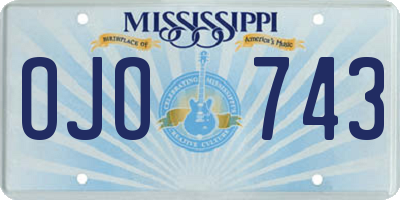 MS license plate OJO743