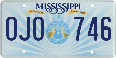 MS license plate OJO746