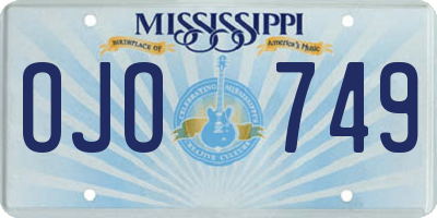 MS license plate OJO749
