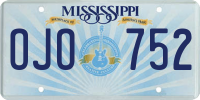 MS license plate OJO752