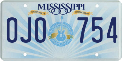 MS license plate OJO754