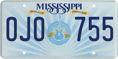 MS license plate OJO755