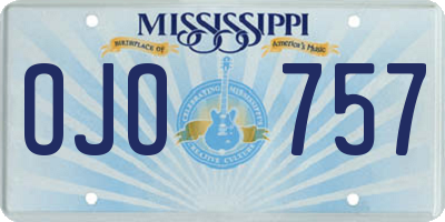 MS license plate OJO757