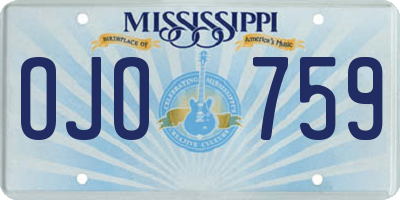 MS license plate OJO759