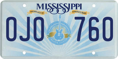 MS license plate OJO760