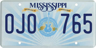 MS license plate OJO765