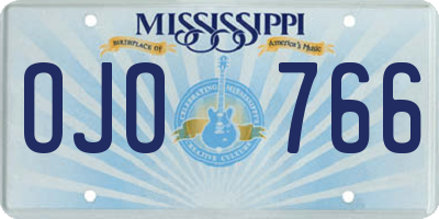 MS license plate OJO766