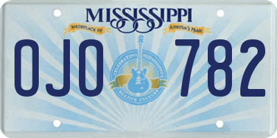 MS license plate OJO782