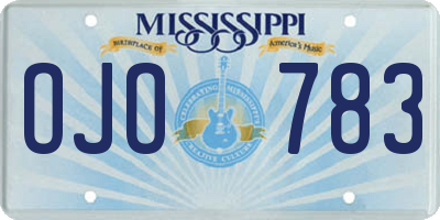 MS license plate OJO783