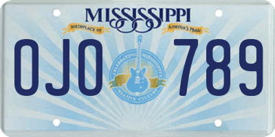 MS license plate OJO789