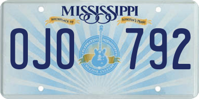 MS license plate OJO792