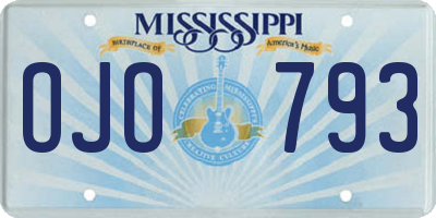 MS license plate OJO793