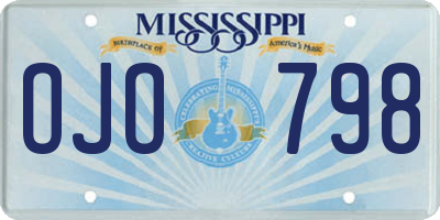 MS license plate OJO798