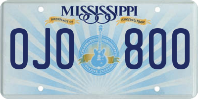 MS license plate OJO800