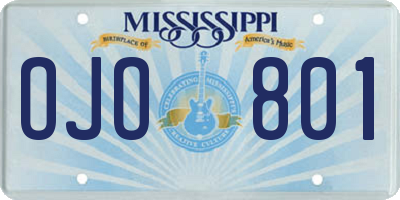 MS license plate OJO801