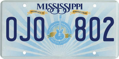 MS license plate OJO802