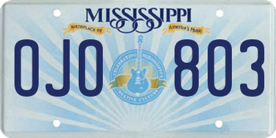 MS license plate OJO803