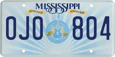 MS license plate OJO804