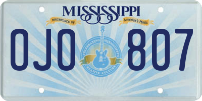 MS license plate OJO807