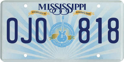 MS license plate OJO818