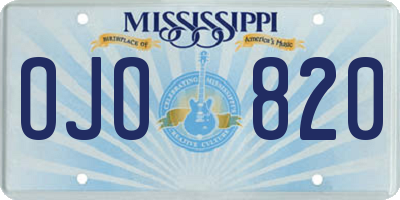 MS license plate OJO820