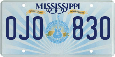 MS license plate OJO830