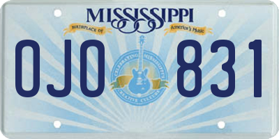MS license plate OJO831