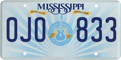 MS license plate OJO833