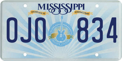 MS license plate OJO834