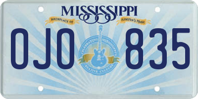 MS license plate OJO835