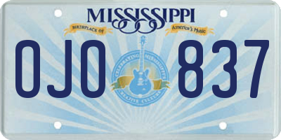 MS license plate OJO837