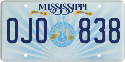 MS license plate OJO838